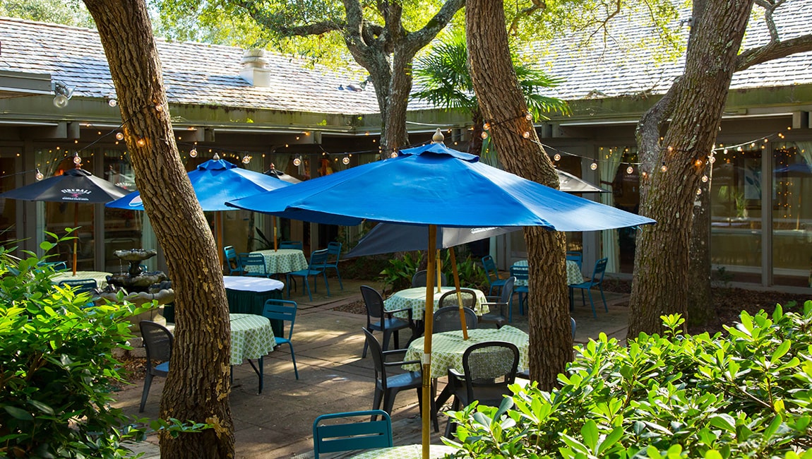 Outdoor area with umbrellas
