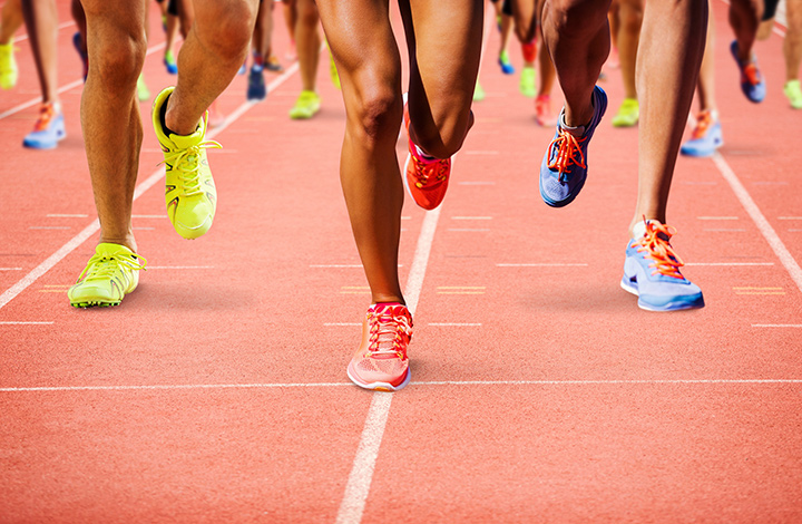 People running on a track
