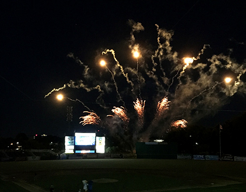 Fireworks show at the Pelicans stadium