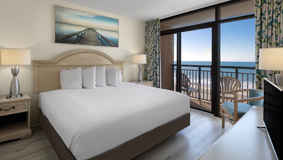 Bedroom with oceanfront balcony